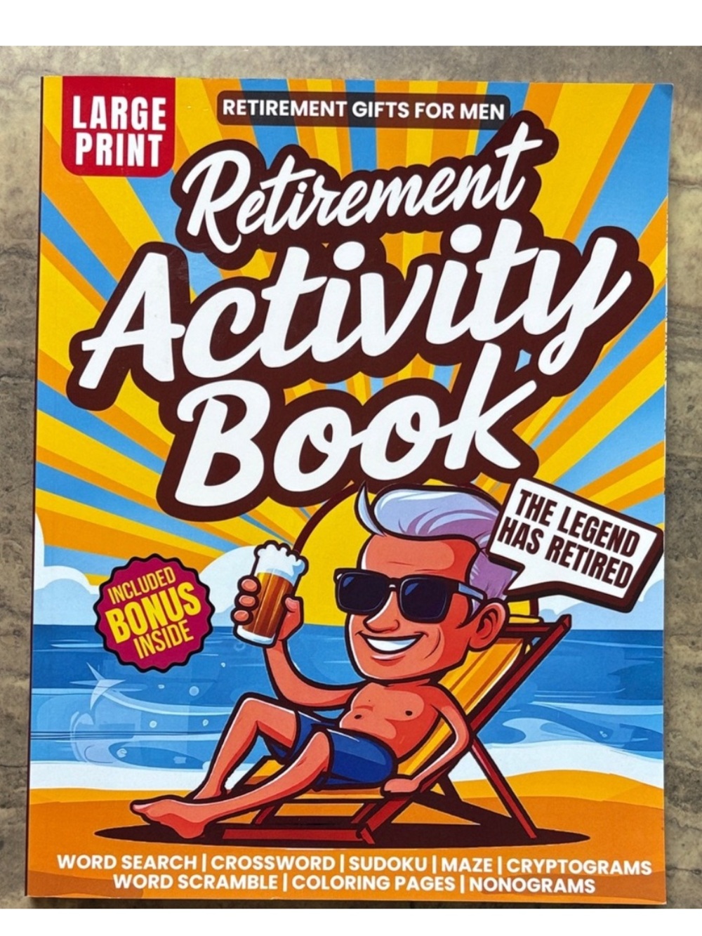 Retirement Activity Book for Men Large Print NWT